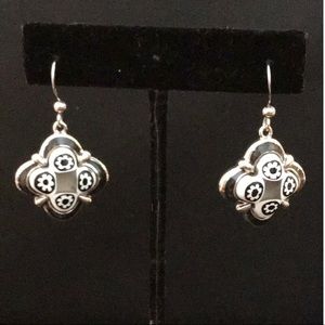 Murano Millefiori Flower shape silver earrings